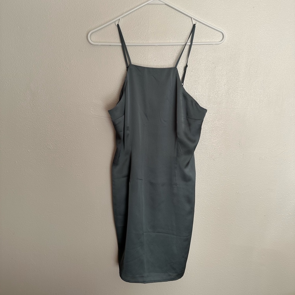 Satin Midi Dress with Zipper